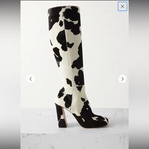 Amina Muaddi Black and White Heeled Boots